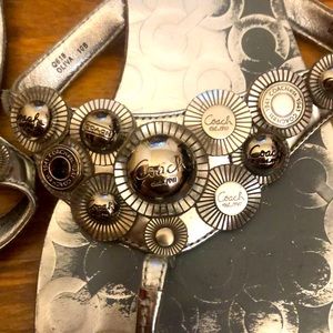 Unique Coach Olivia Silver Embossed Sandals